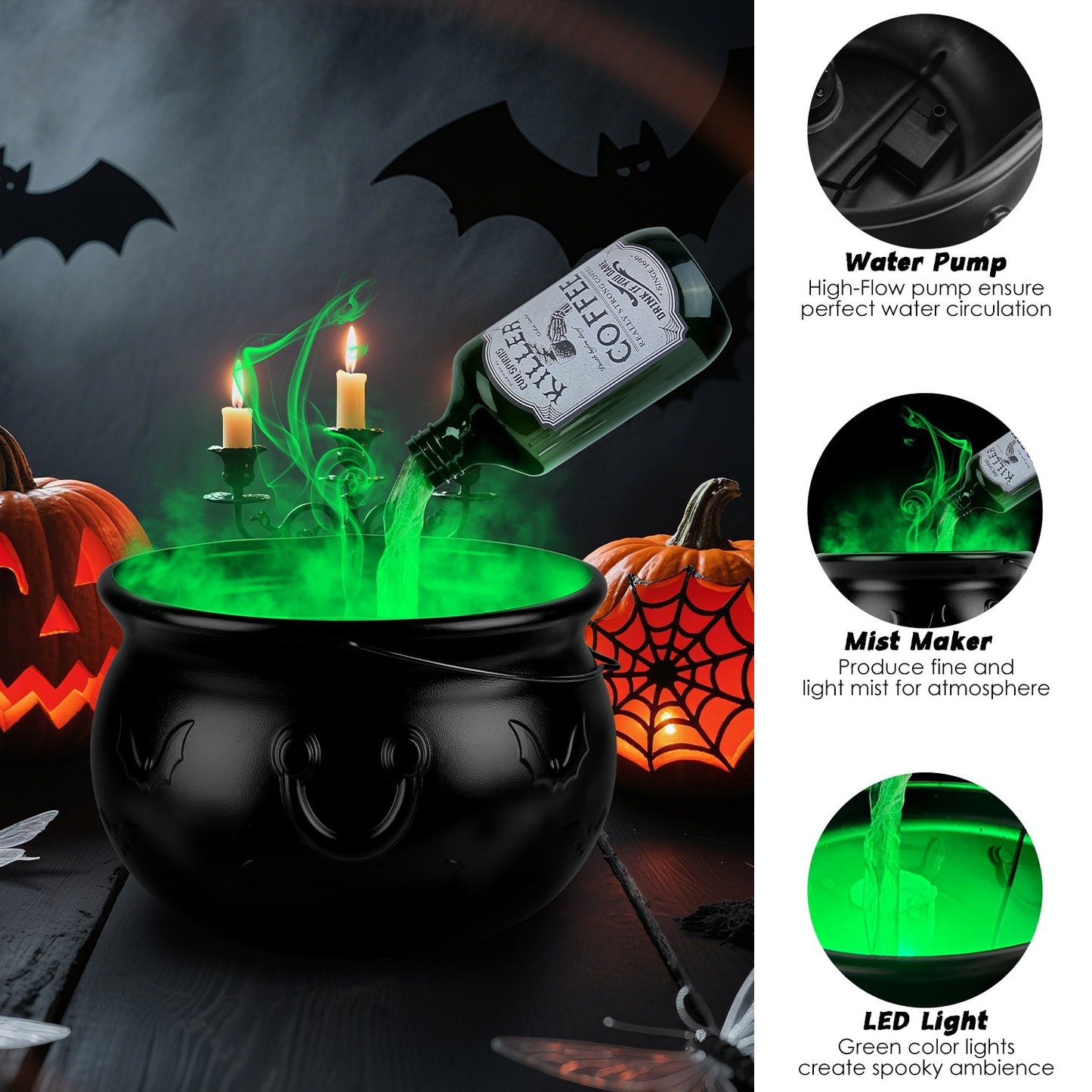Floating Bottle & Witches Cauldron