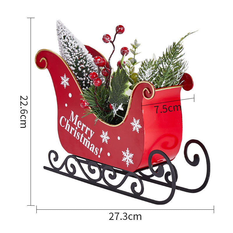 Desktop Mini Christmas Sledge Ornaments With Lights