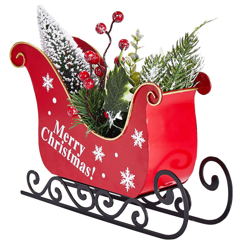 Desktop Mini Christmas Sledge Ornaments With Lights
