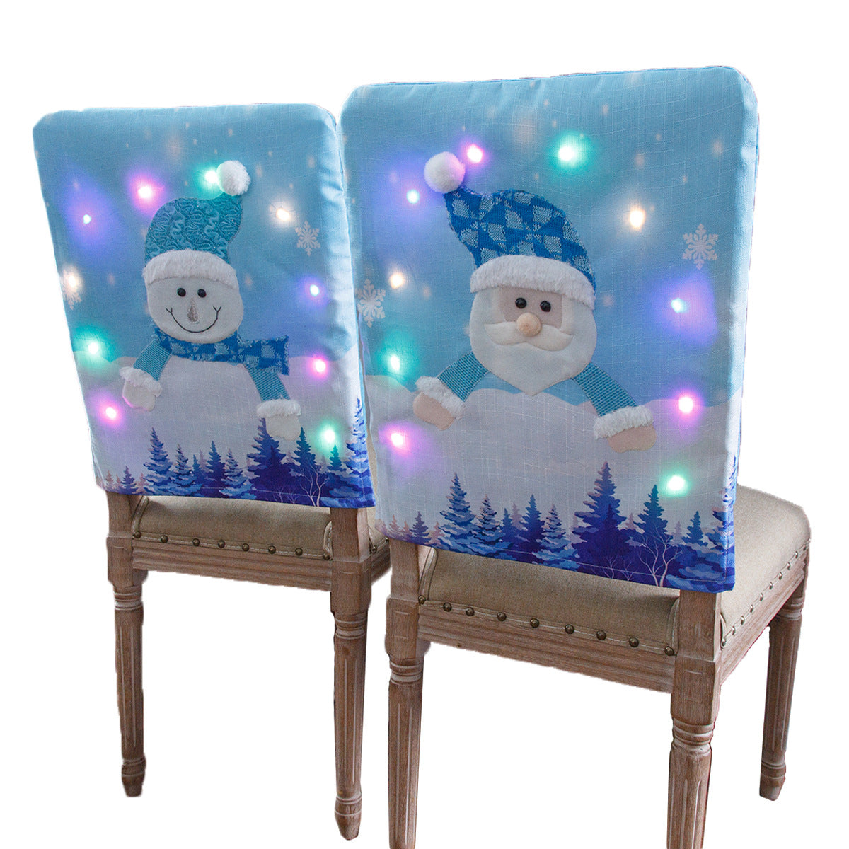 Cross-border New Christmas Chair Cover With Lights In Blue