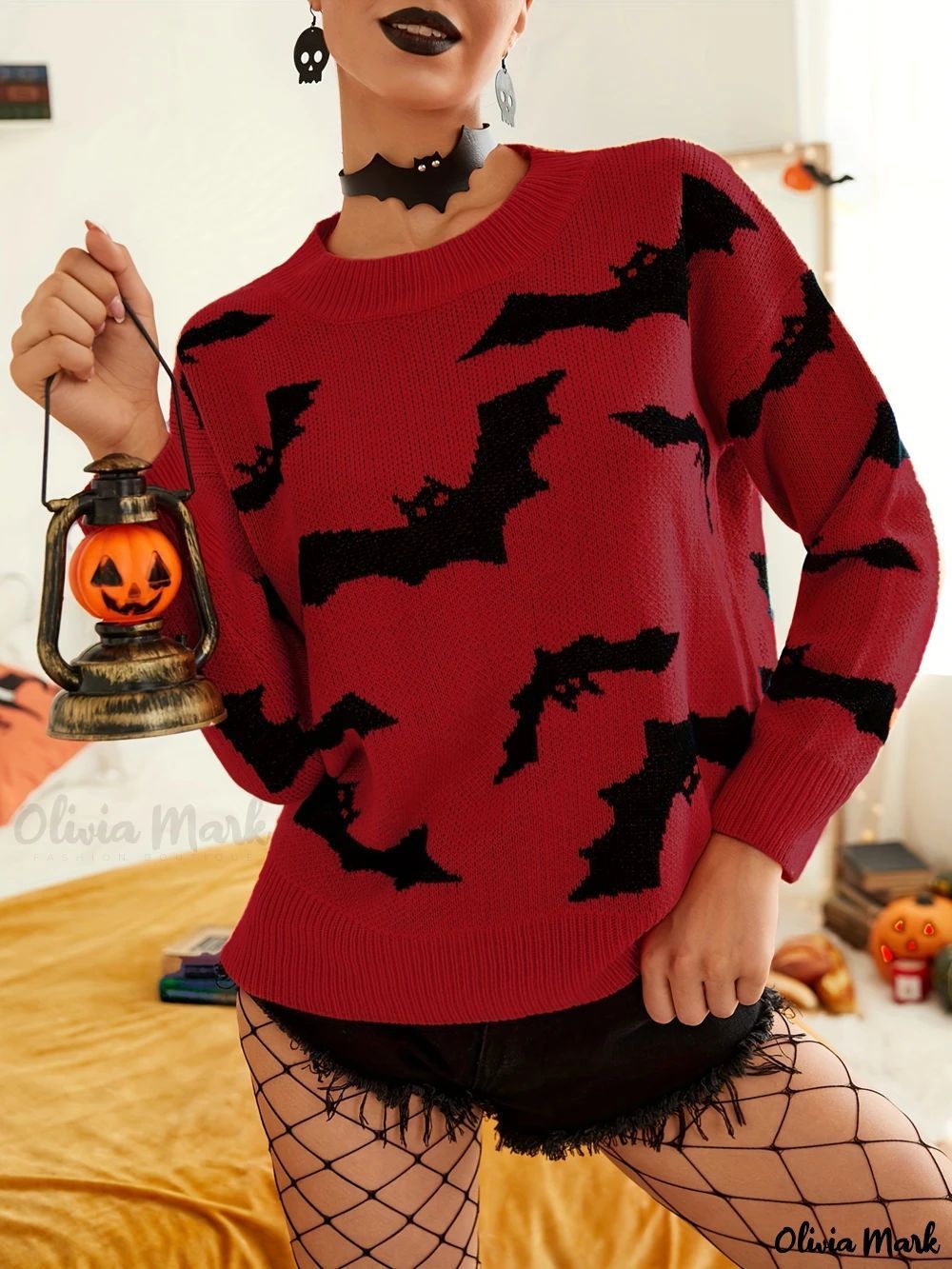 Halloween Brocade Sweater Knitted