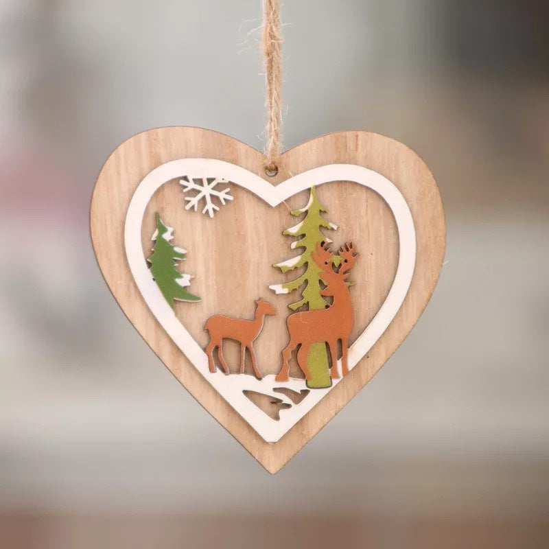 Wooden five-pointed star bell pendant