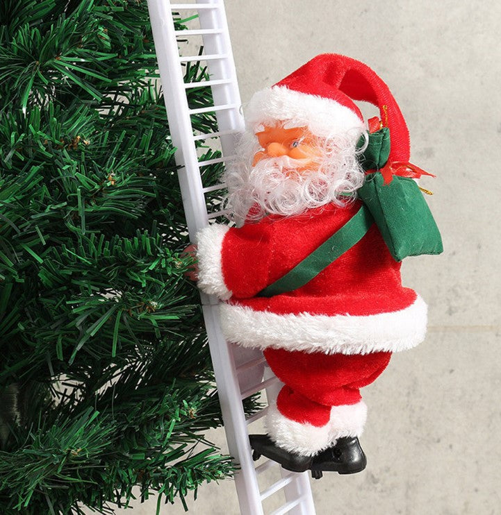 Electric Santa Claus Climbing Red Ladder Doll Toy