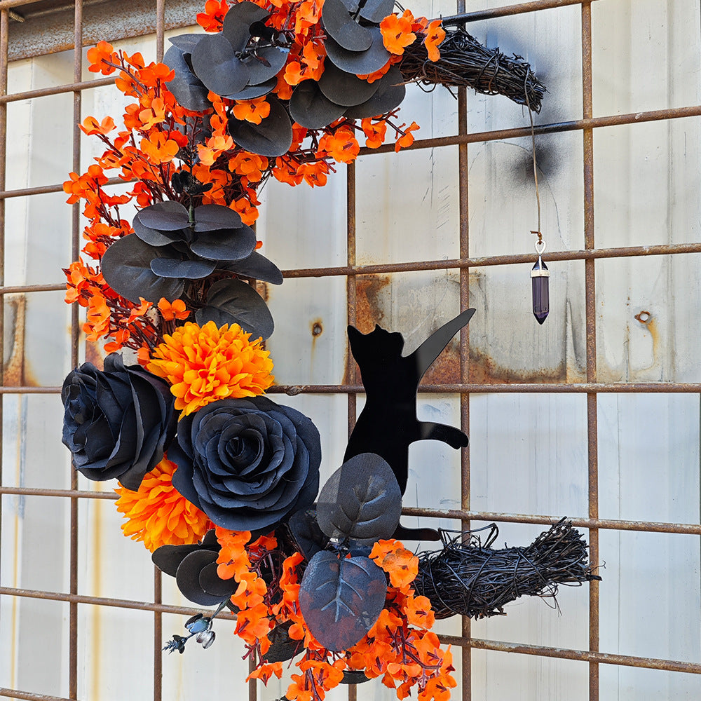 Halloween Moon Cat Garland Ornaments