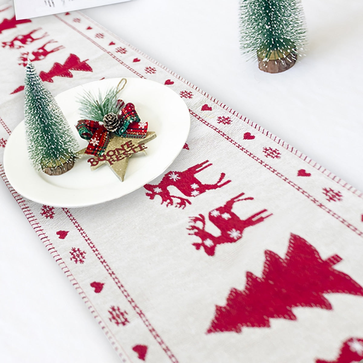 Elk Snowman Table Runner