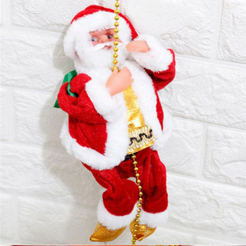 Electric Santa Claus Climbing Red Ladder Doll Toy