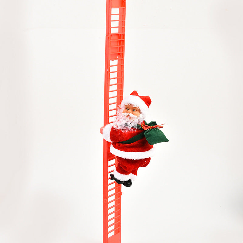 Electric Santa Claus Climbing Red Ladder Doll Toy