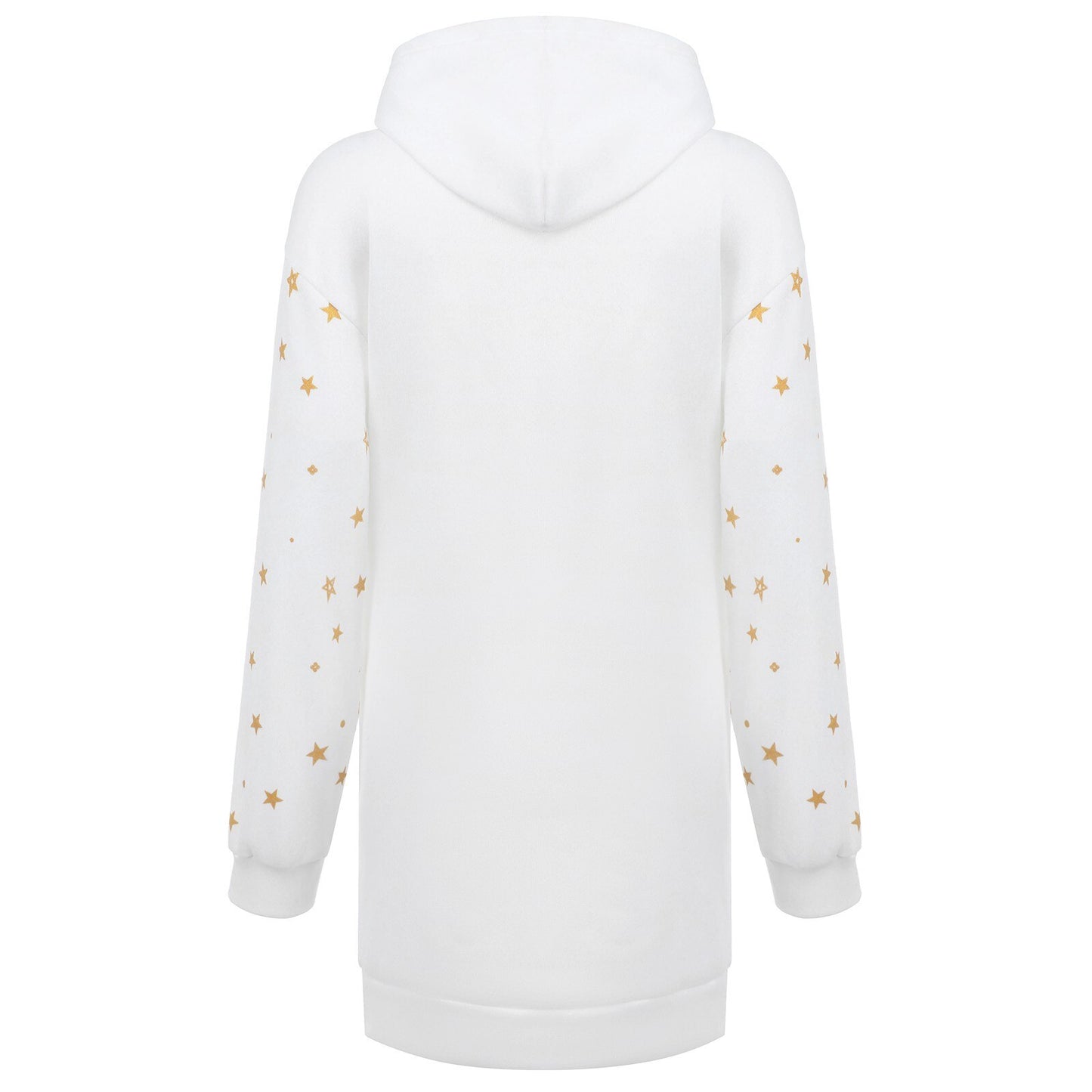 Printed mid-length pocket hooded