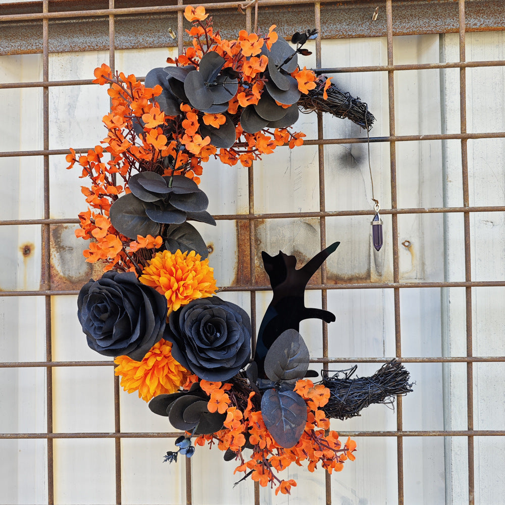 Halloween Moon Cat Garland Ornaments