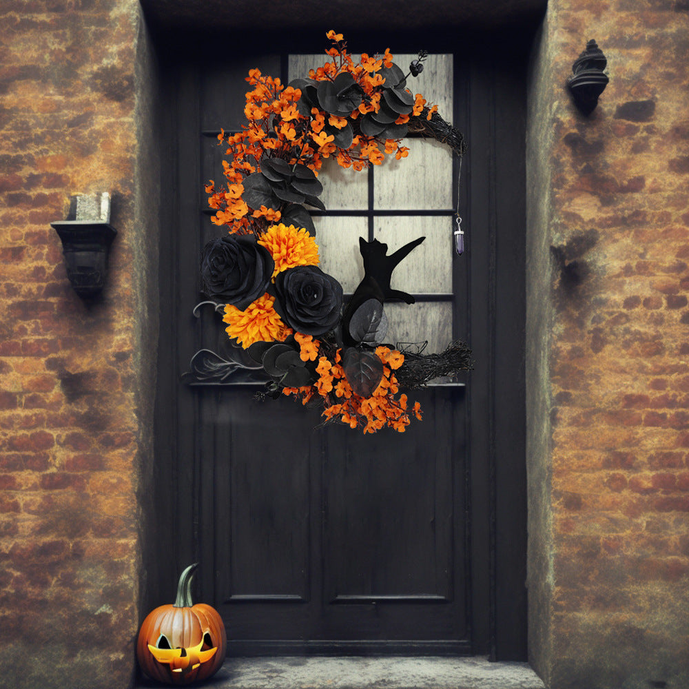 Halloween Moon Cat Garland Ornaments