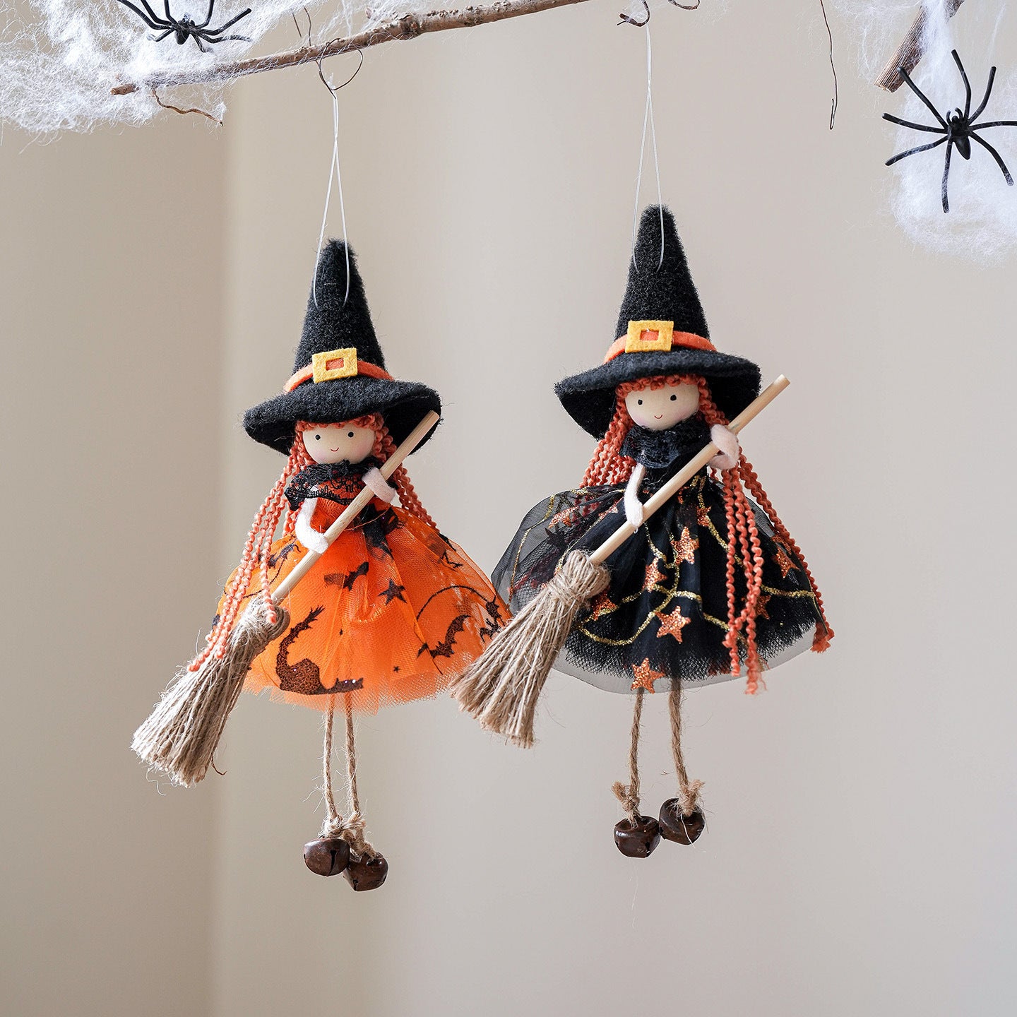 Mesh Broom Girl Angel Christmas Tree Pendant