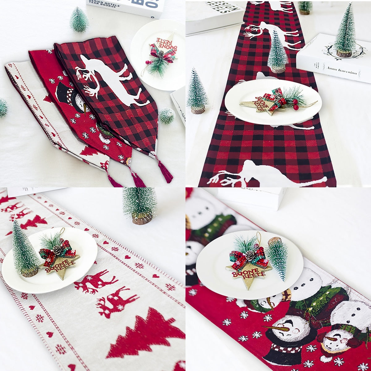 Elk Snowman Table Runner