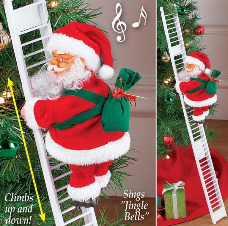 Electric Santa Claus Climbing Red Ladder Doll Toy