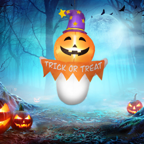Inflatables Window Sticker Ghost With Orange Face
