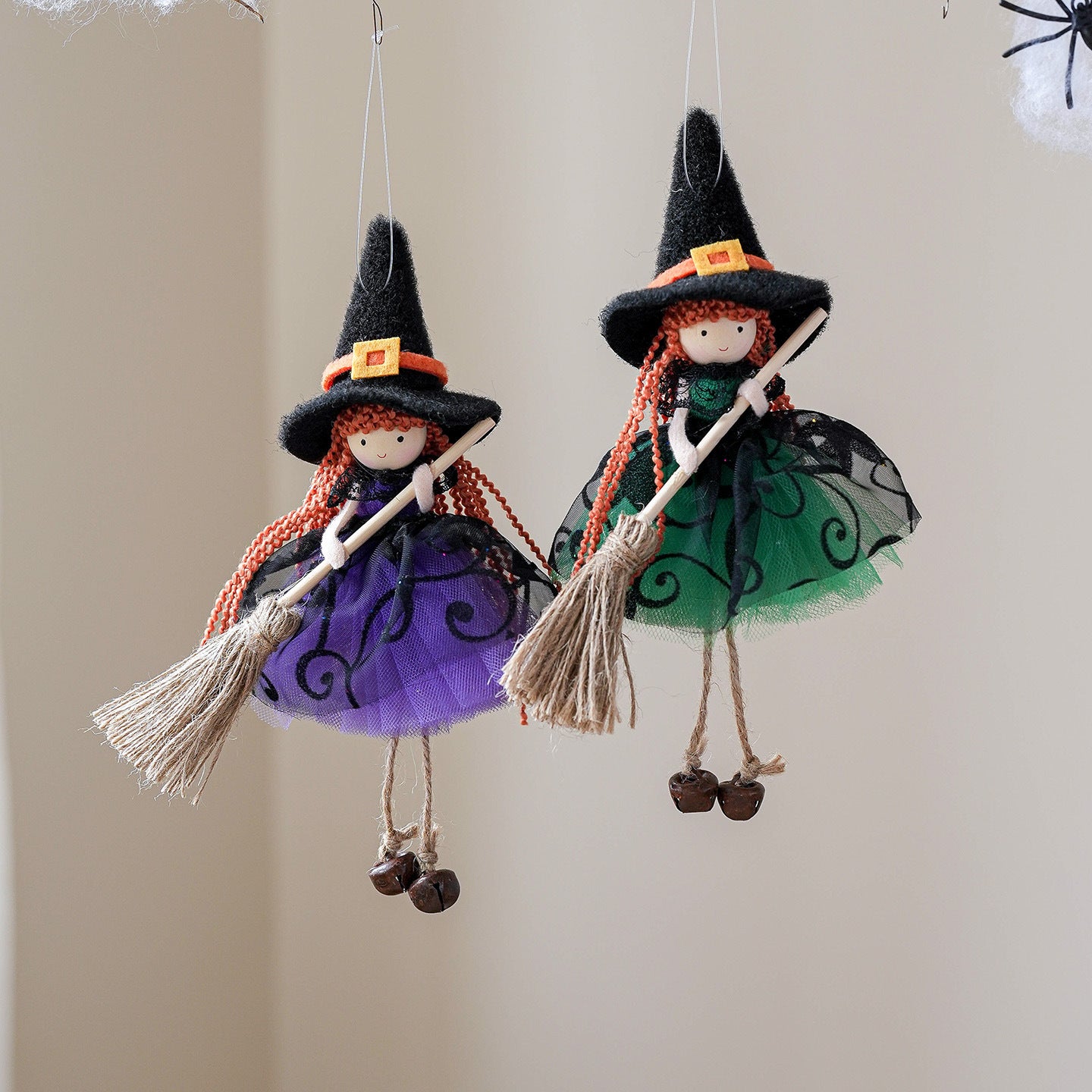 Mesh Broom Girl Angel Christmas Tree Pendant