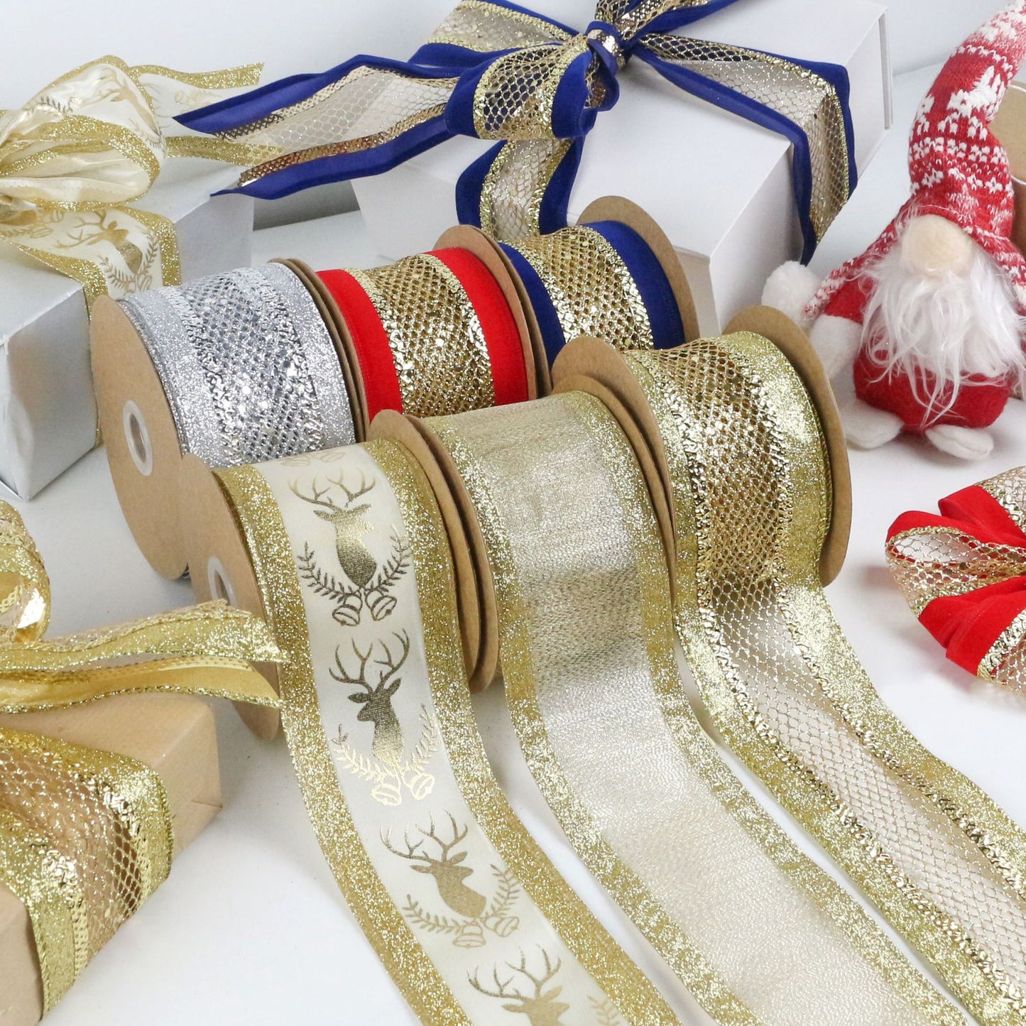 Mesh Hollow Christmas Decoration Bow Ribbon