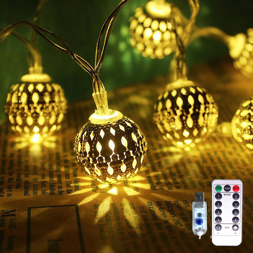 USB Eight Functions Remote Control Colorful Ball Christmas Lights