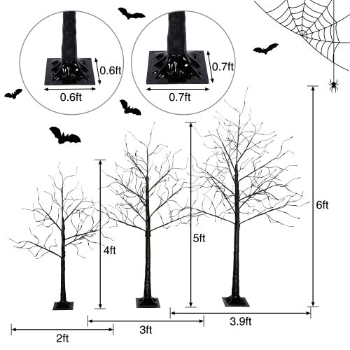 3 Pac Halloween Spooky Tree With Purple Lights