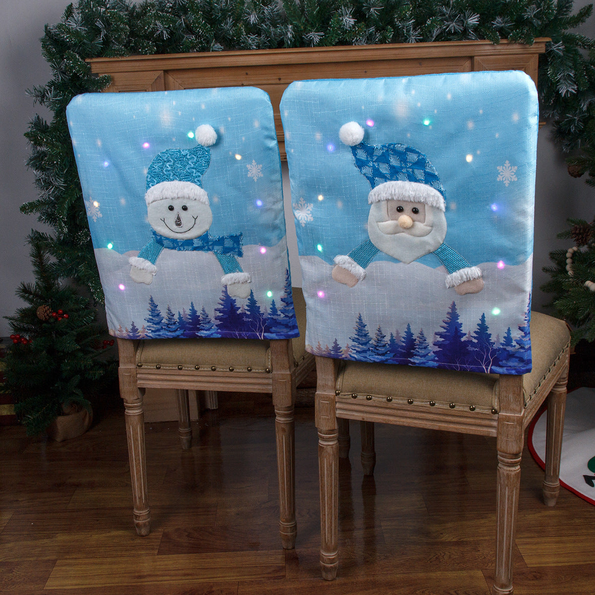 Cross-border New Christmas Chair Cover With Lights In Blue