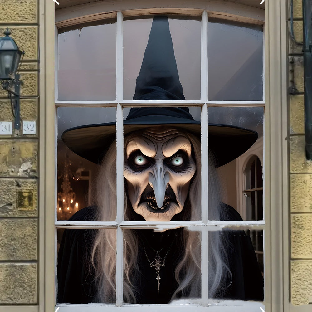 3D Witch Halloween Window Cover