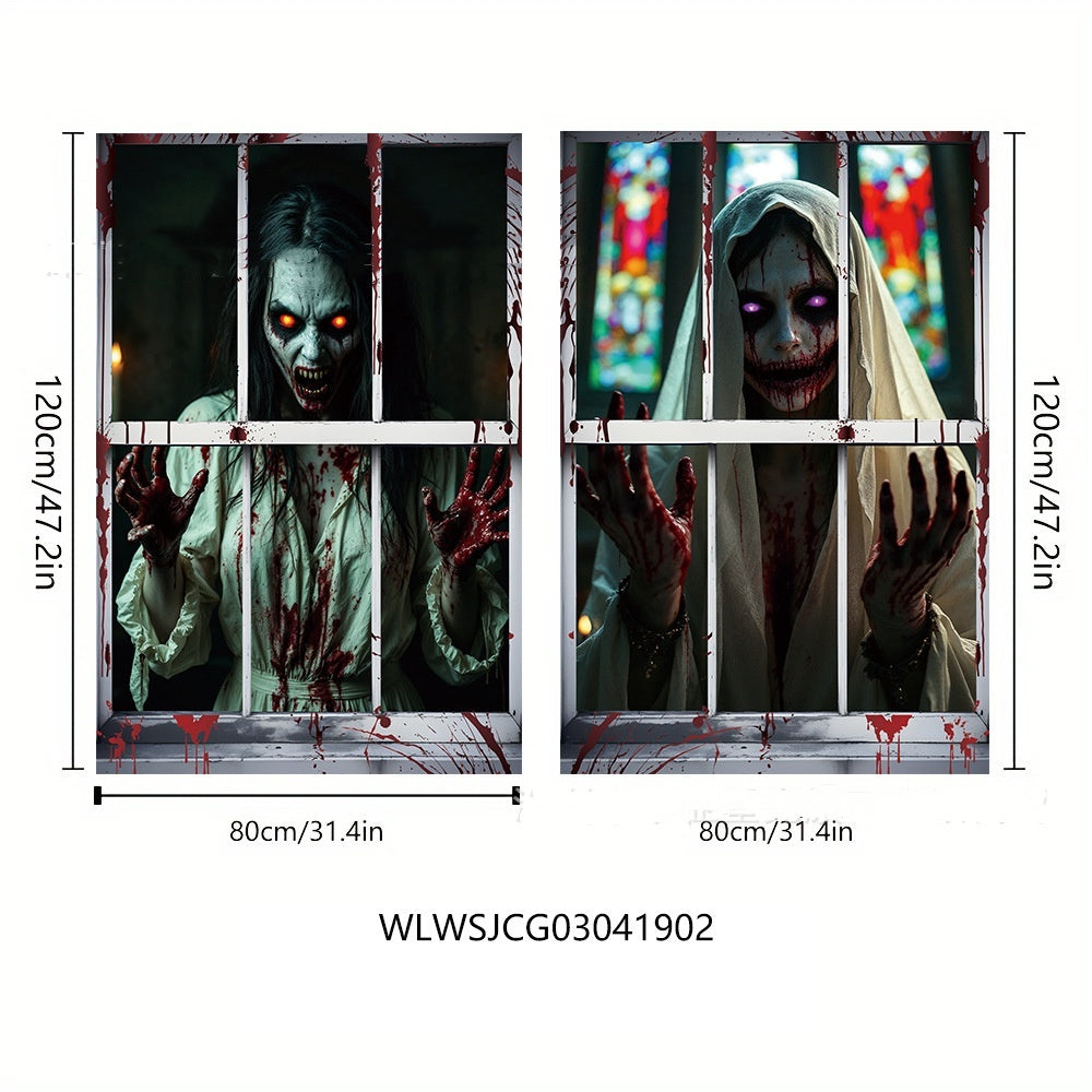 3D Witch Halloween Window Cover