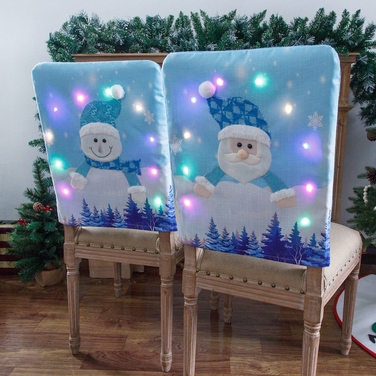 Cross-border New Christmas Chair Cover With Lights In Blue