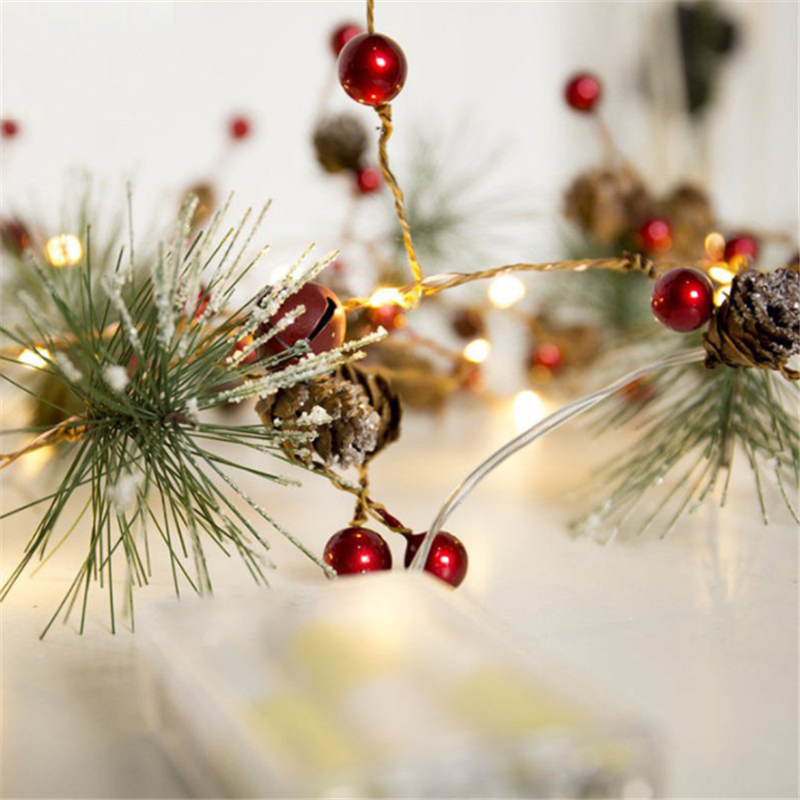 Warm White Pine Cone Star String Lights