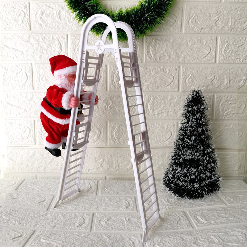 Electric Santa Claus Climbing Red Ladder Doll Toy