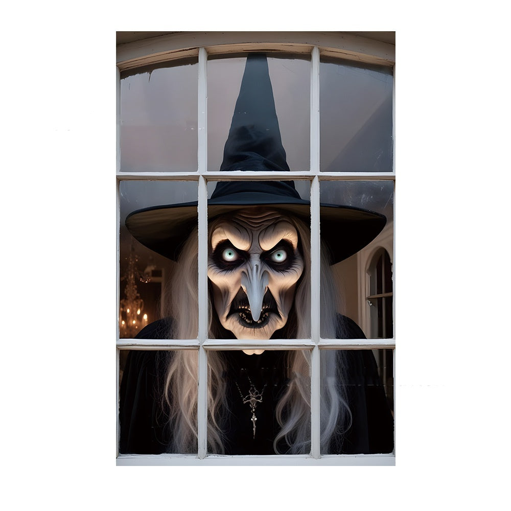 3D Witch Halloween Window Cover
