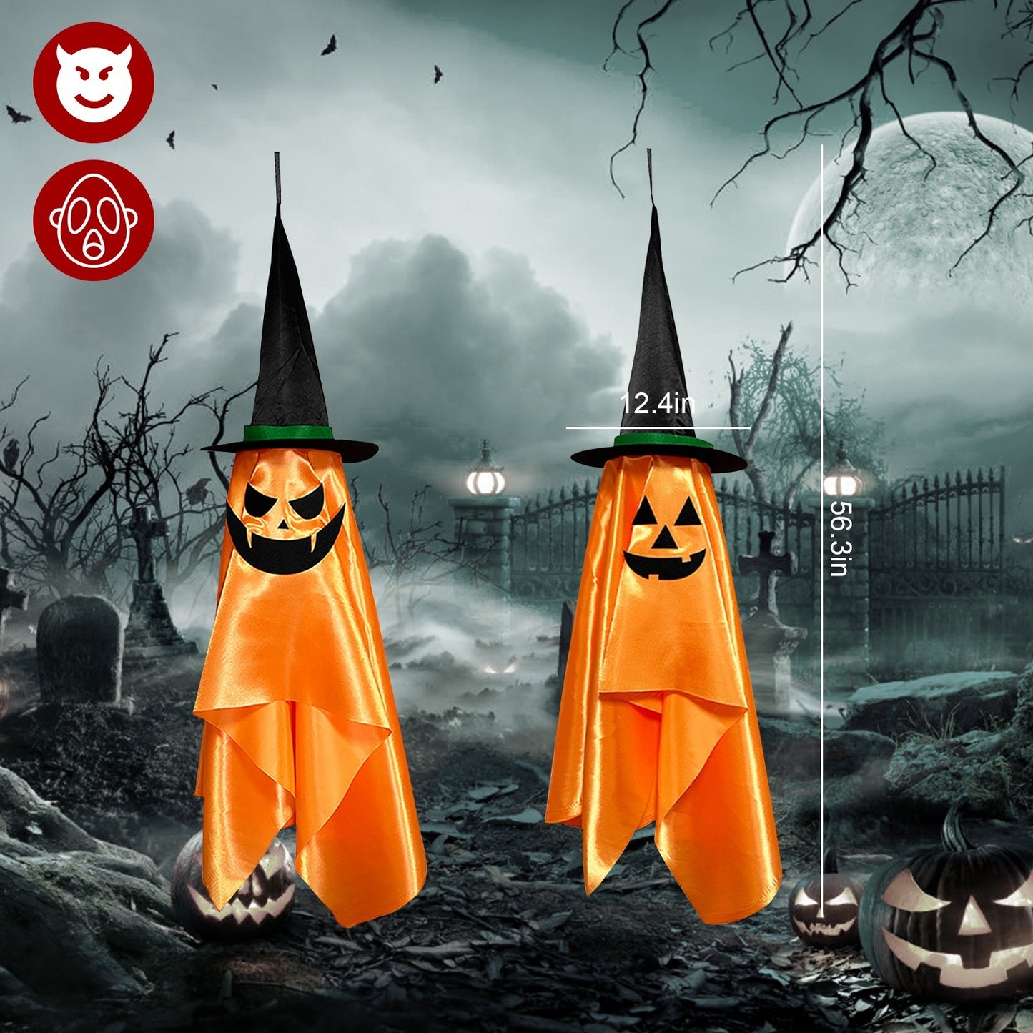 Hanging Ghosts With Wizard Hat
