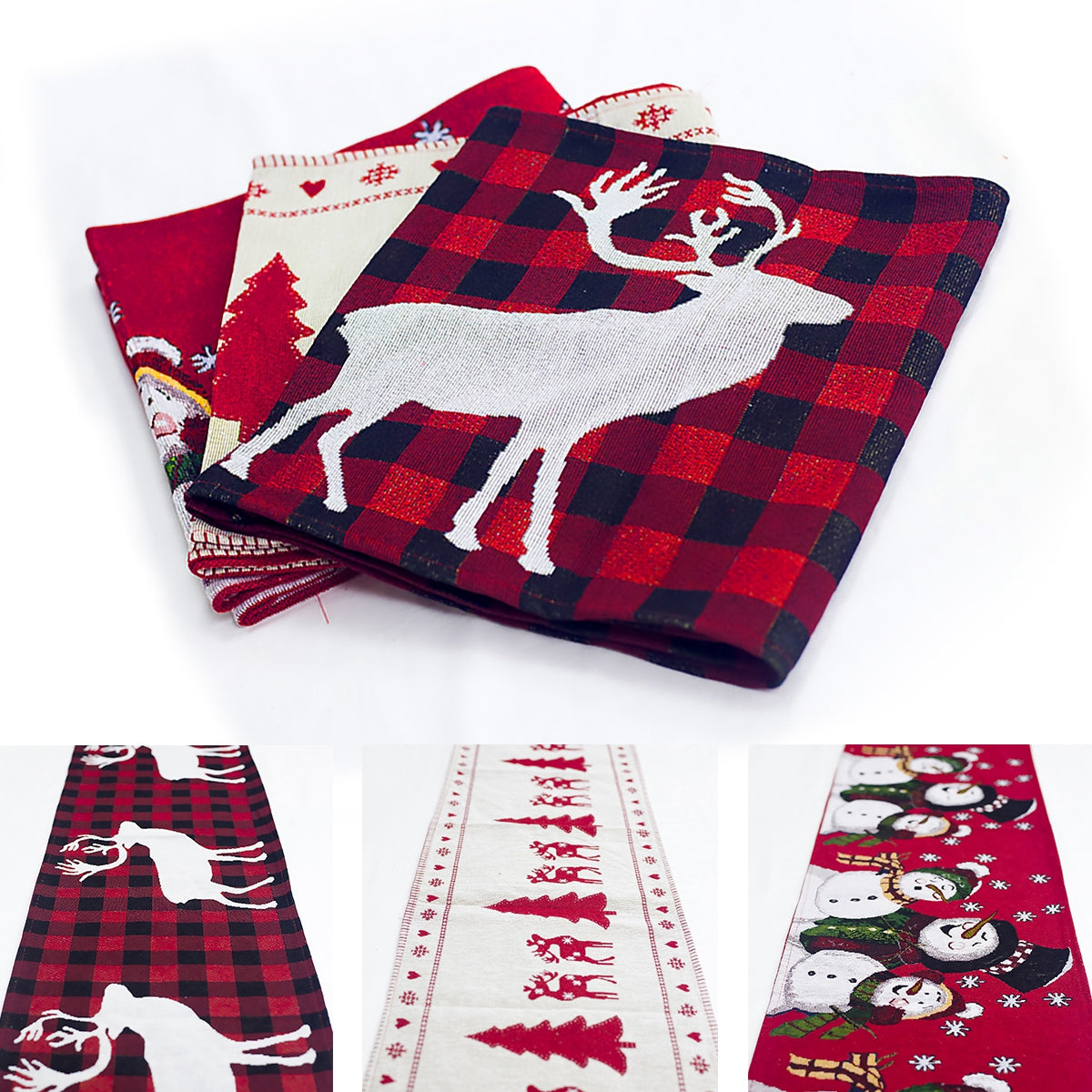 Elk Snowman Table Runner