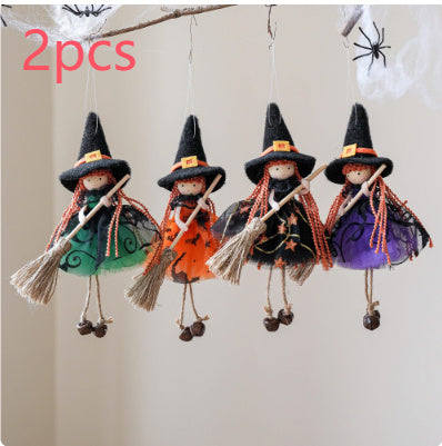 Mesh Broom Girl Angel Christmas Tree Pendant
