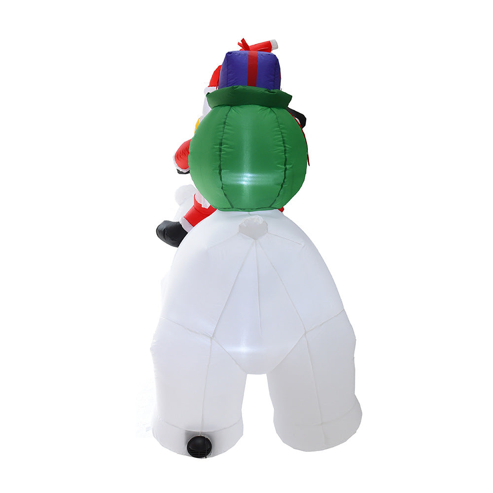 A Inflatable Santa Claus Riding Polar Bear