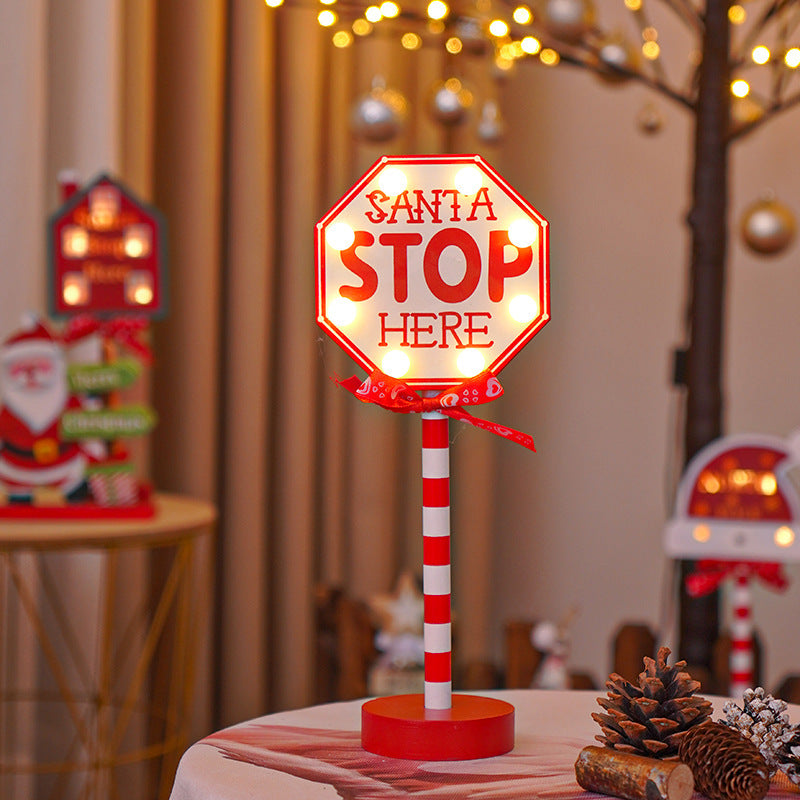 Road STOP Wooden Lamp