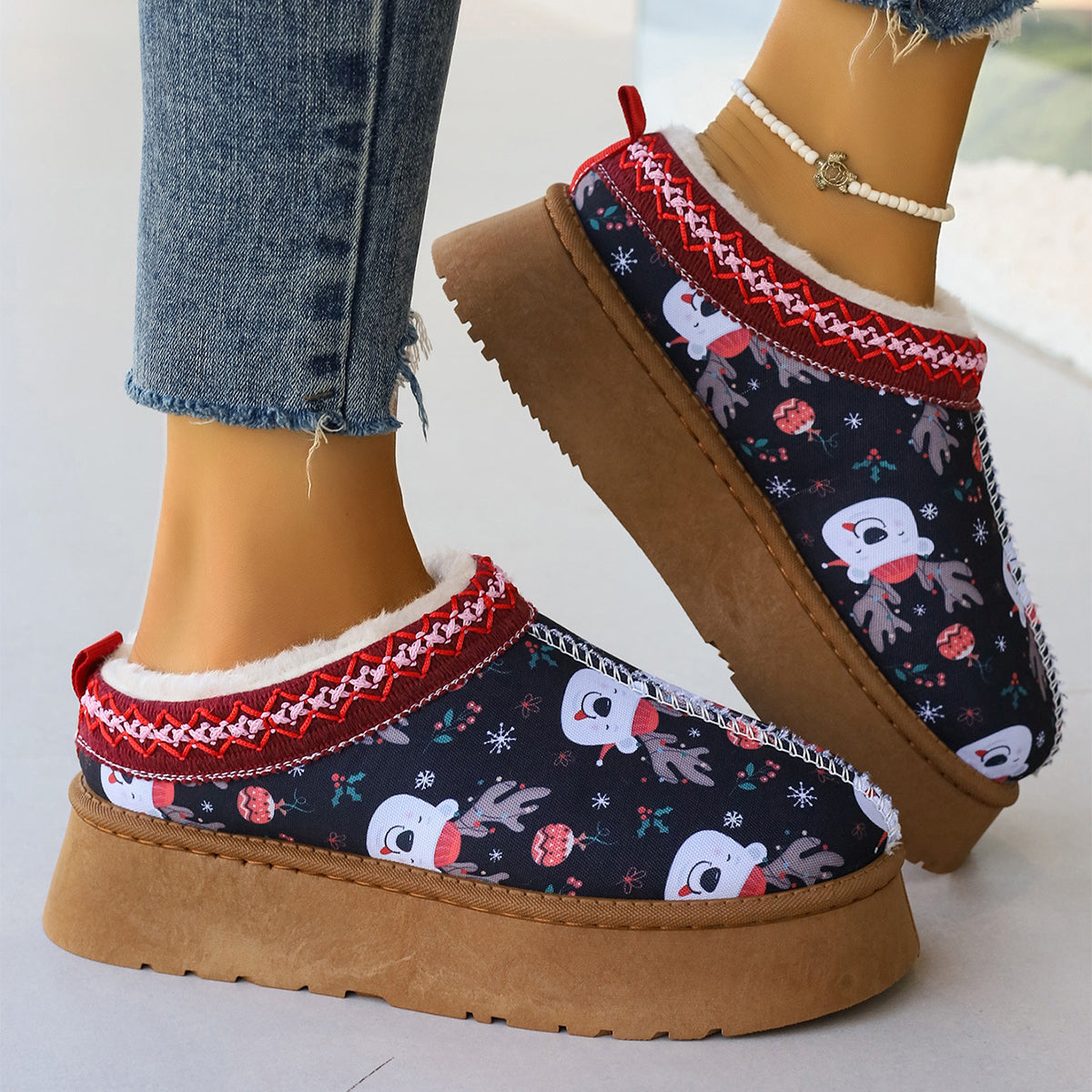 Cartoon Print Ankle Boots