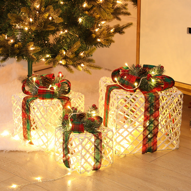 Christmas Wrought Iron Gift Box Three-piece Set