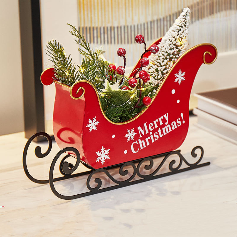Desktop Mini Christmas Sledge Ornaments With Lights