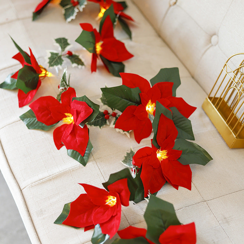 Lights With Red Flowers And Red Fruits