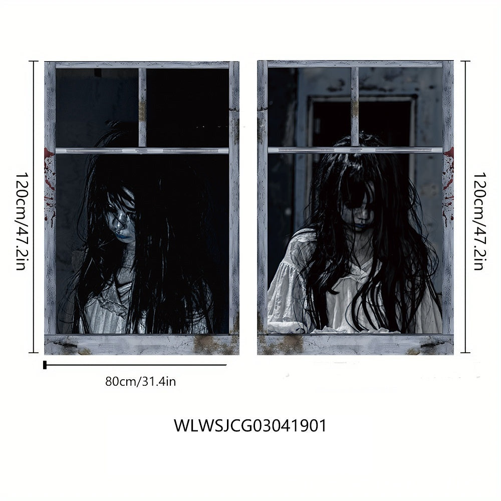 3D Witch Halloween Window Cover