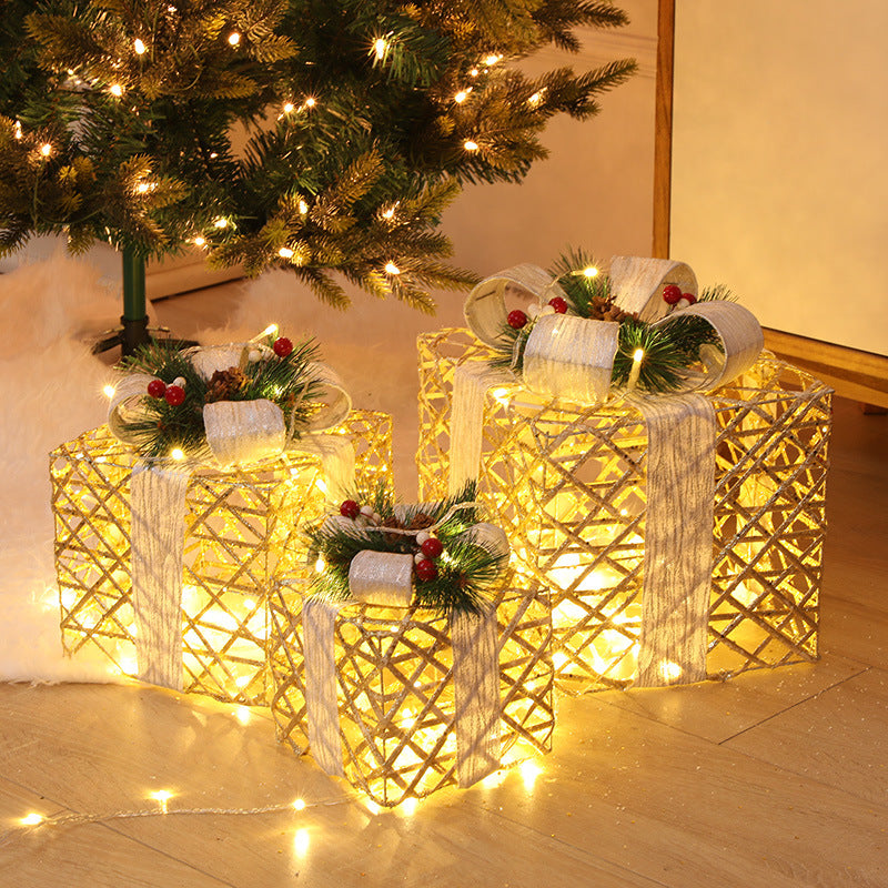 Christmas Wrought Iron Gift Box Three-piece Set