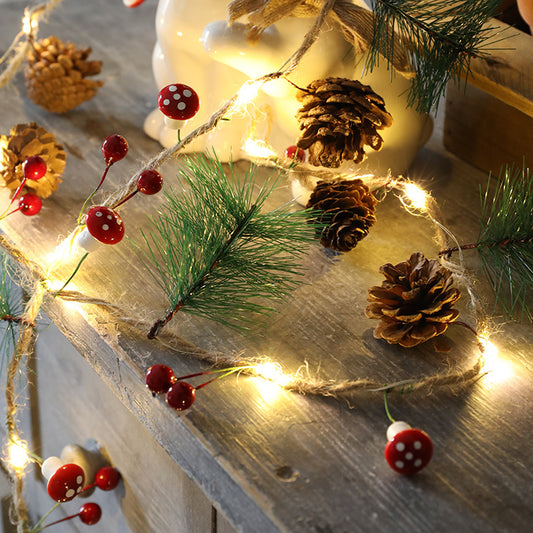 Warm White Pine Cone Star String Lights