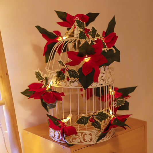 Lights With Red Flowers And Red Fruits