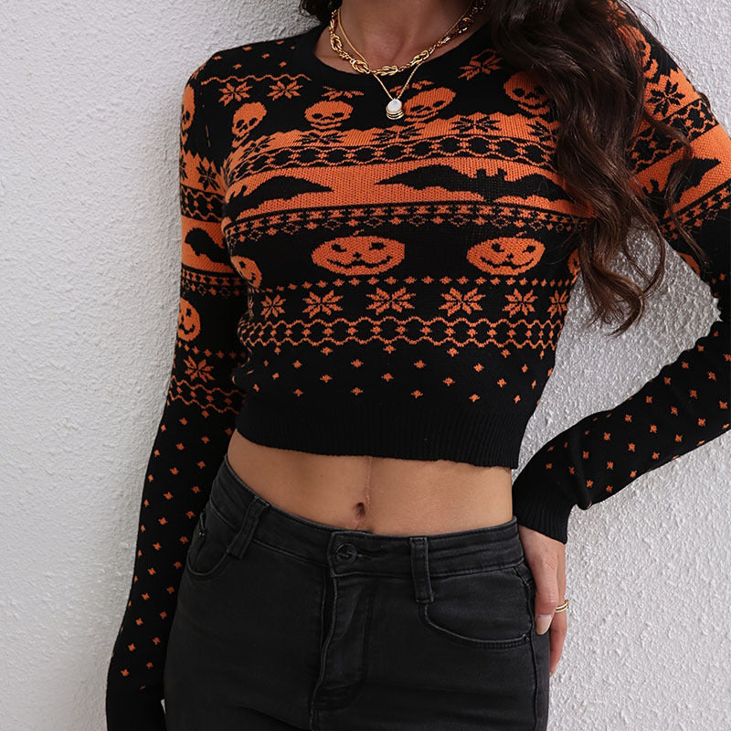 Jacquard Fashion Round Neck Sweater