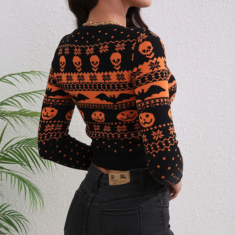 Jacquard Fashion Round Neck Sweater