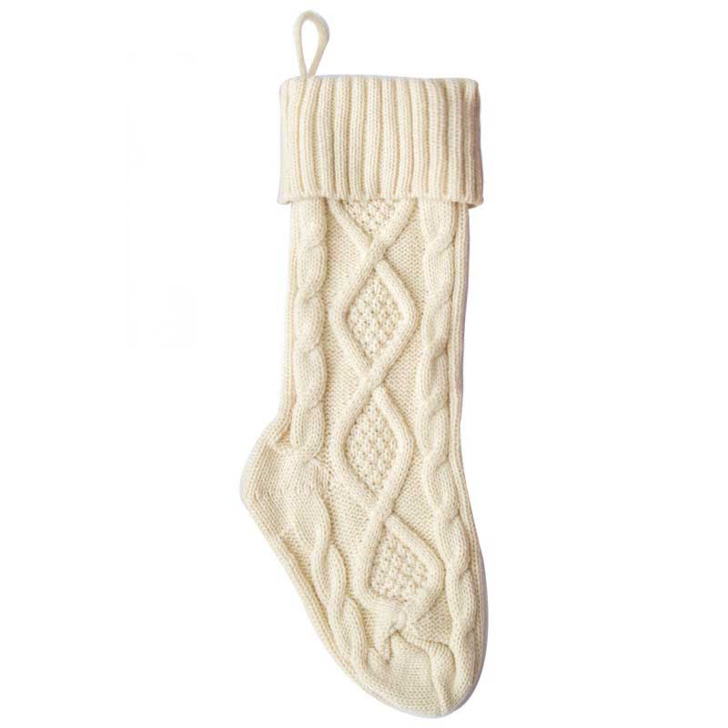 A Knitted Wool Diamond Socks