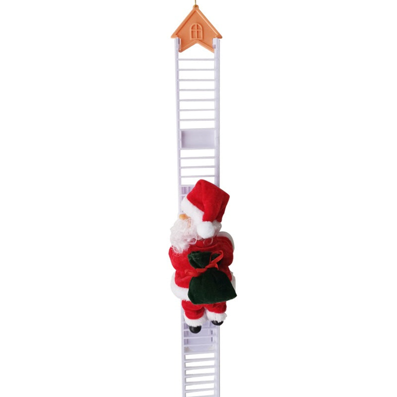Electric Santa Claus Climbing Red Ladder Doll Toy