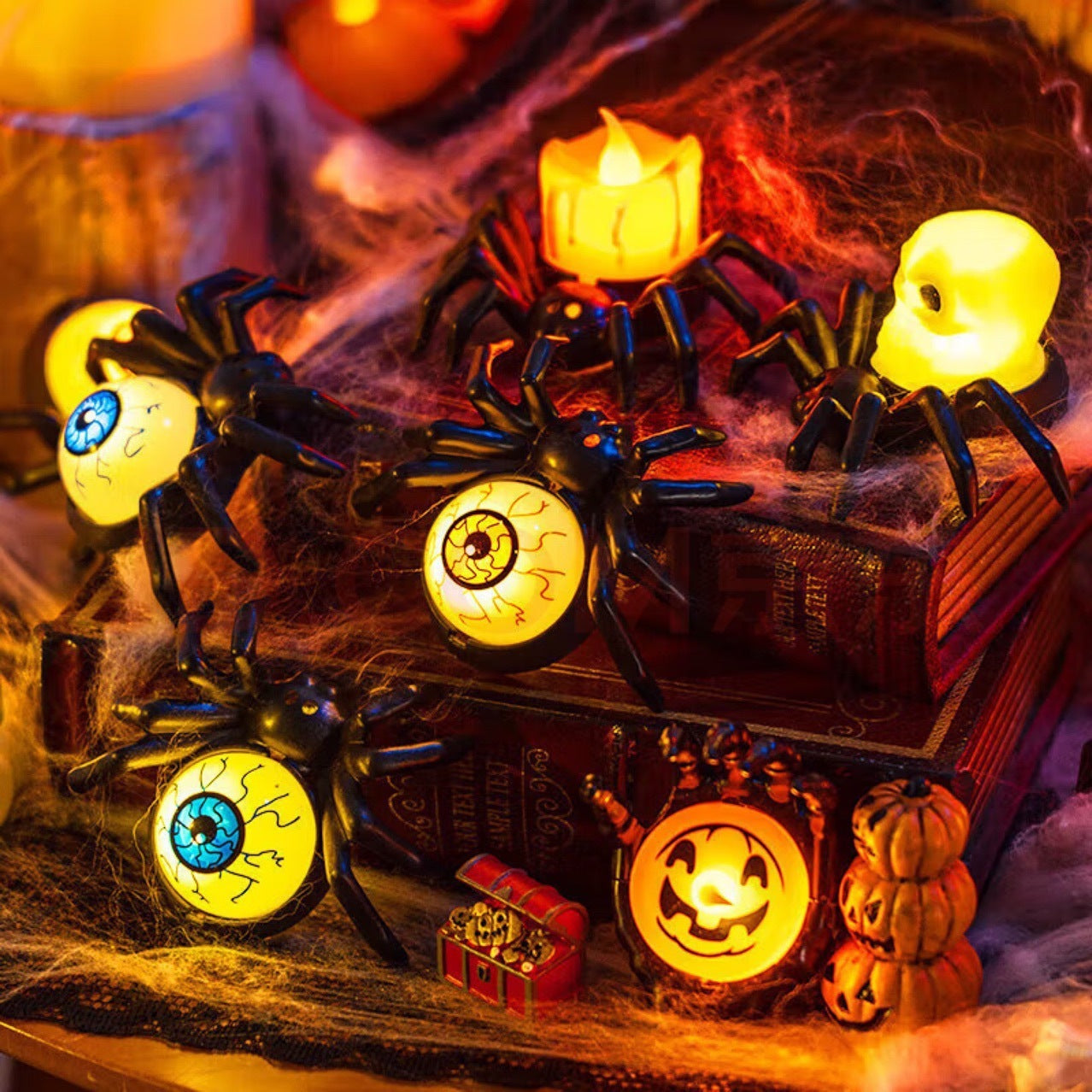 Pumpkin Spider Candle Light