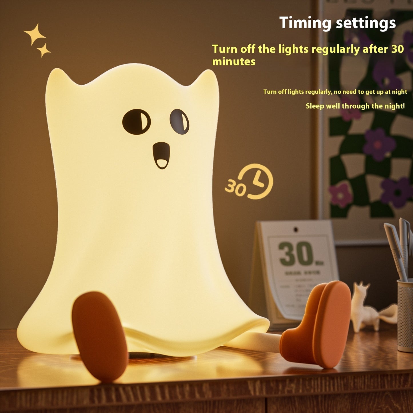 Silicone Ghost Shaped Bedside Lamp