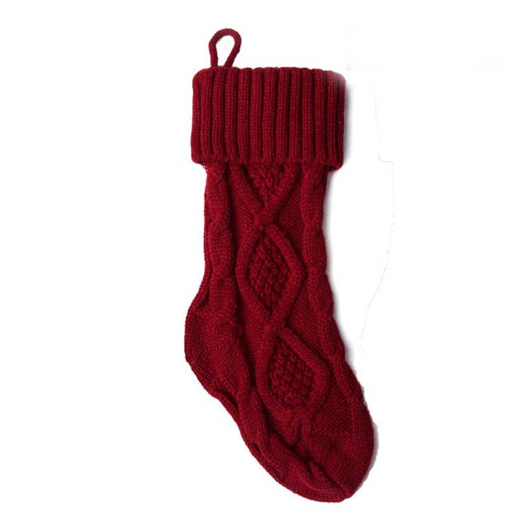 A Knitted Wool Diamond Socks