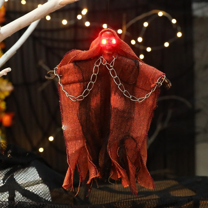 Hanging Ghost Iron Chain Glowing Skull